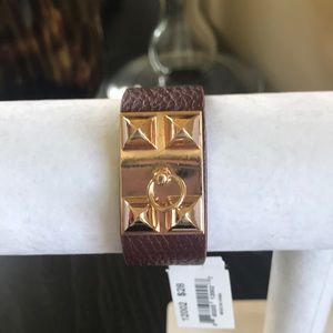 Faux Leather & Rose Gold Bracelet